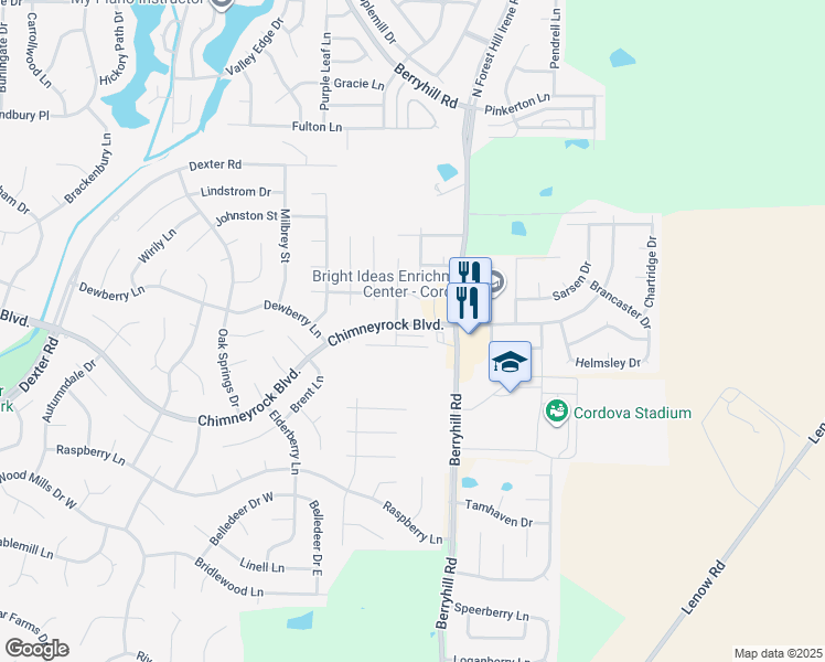 map of restaurants, bars, coffee shops, grocery stores, and more near 9129 Cinderhill Cove East in Memphis