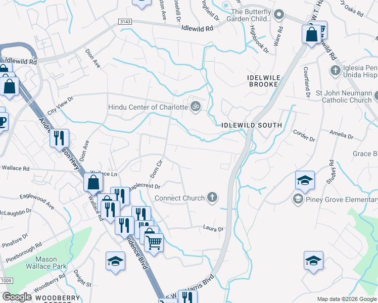 map of restaurants, bars, coffee shops, grocery stores, and more near in Charlotte