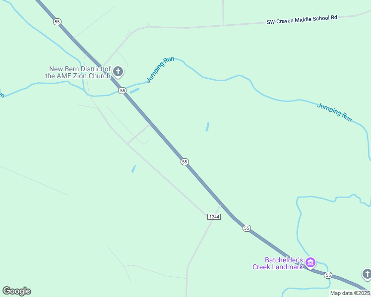 map of restaurants, bars, coffee shops, grocery stores, and more near 2630 North Carolina 55 in New Bern