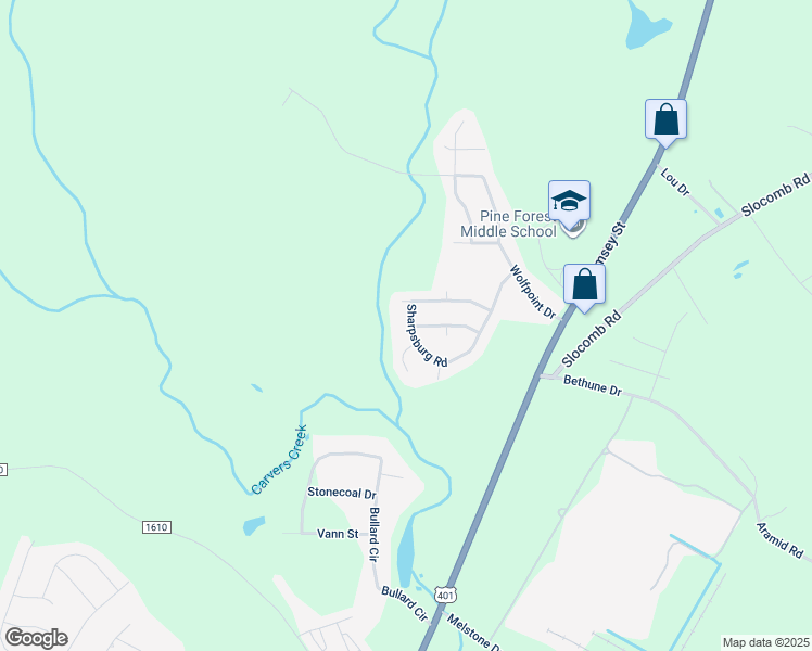 map of restaurants, bars, coffee shops, grocery stores, and more near 505 Sharpsburg Road in Fayetteville