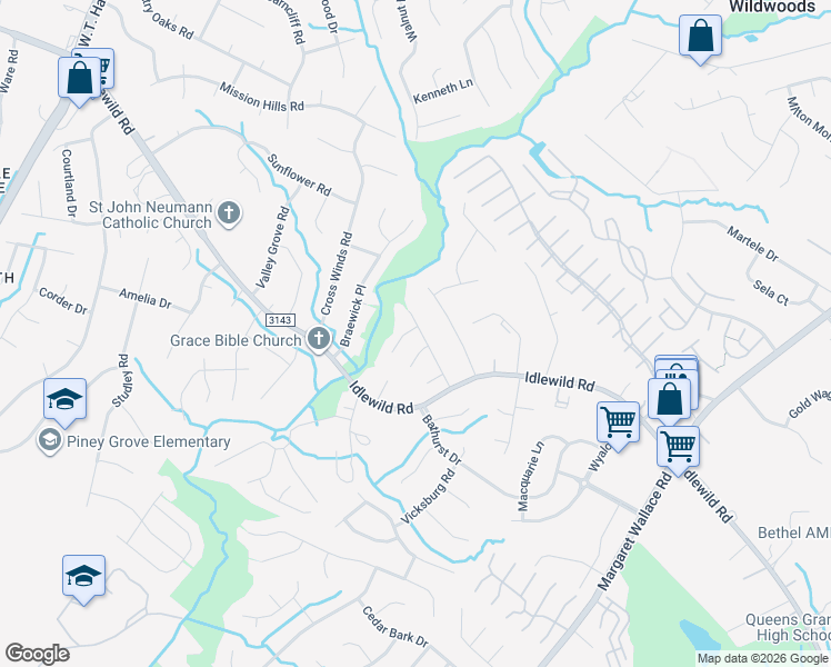 map of restaurants, bars, coffee shops, grocery stores, and more near 3815 Ashley Hall Drive in Charlotte