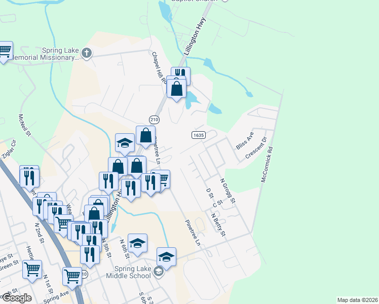 map of restaurants, bars, coffee shops, grocery stores, and more near in Spring Lake