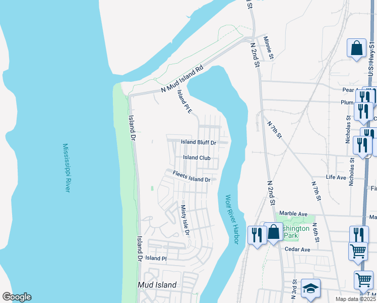 map of restaurants, bars, coffee shops, grocery stores, and more near 1392 Harbor Park Drive in Memphis