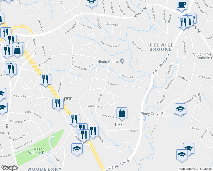 map of restaurants, bars, coffee shops, grocery stores, and more near in Charlotte