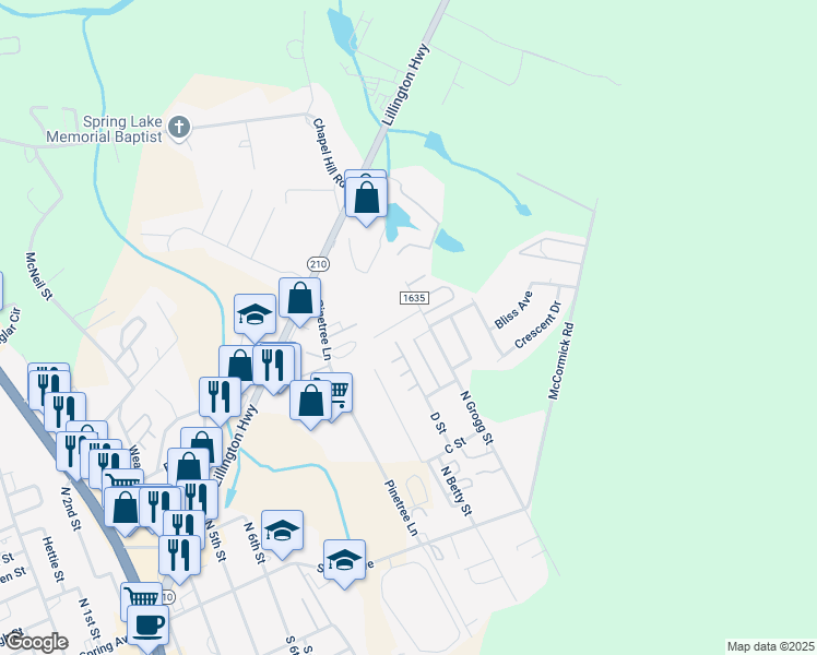 map of restaurants, bars, coffee shops, grocery stores, and more near in Spring Lake