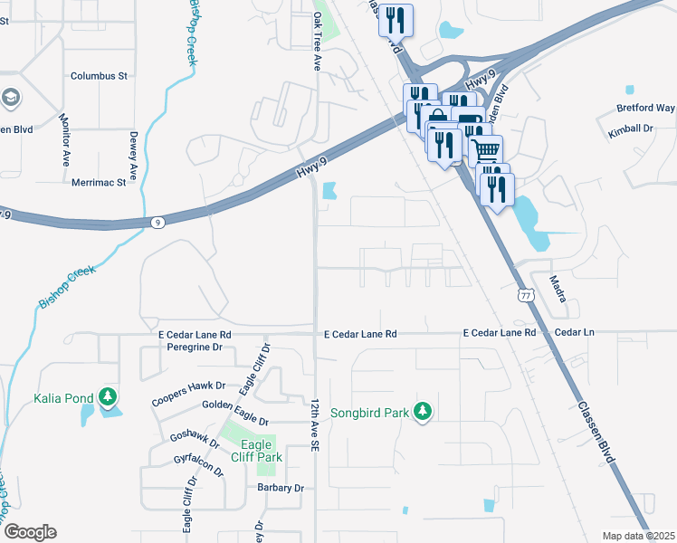 map of restaurants, bars, coffee shops, grocery stores, and more near 3301 12th Avenue Southeast in Norman