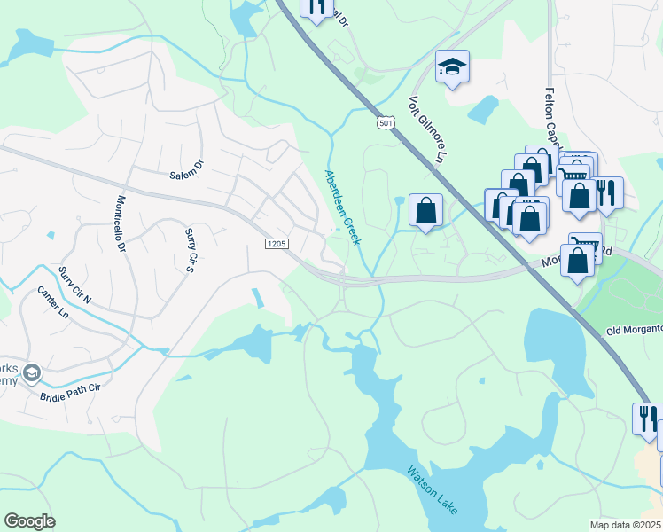 map of restaurants, bars, coffee shops, grocery stores, and more near 104 Wimbledon Drive in Pinehurst