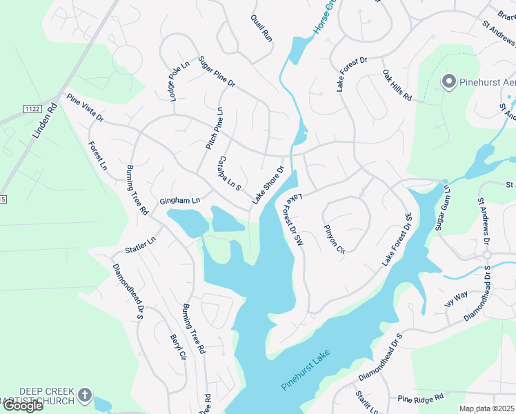 map of restaurants, bars, coffee shops, grocery stores, and more near 110 Lake Shore Drive in Pinehurst