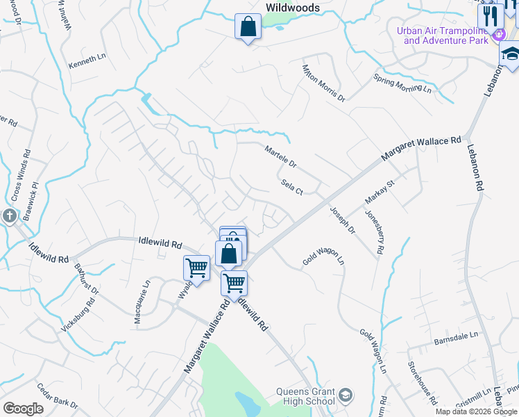 map of restaurants, bars, coffee shops, grocery stores, and more near 9610 Stoney Glen Drive in Mint Hill