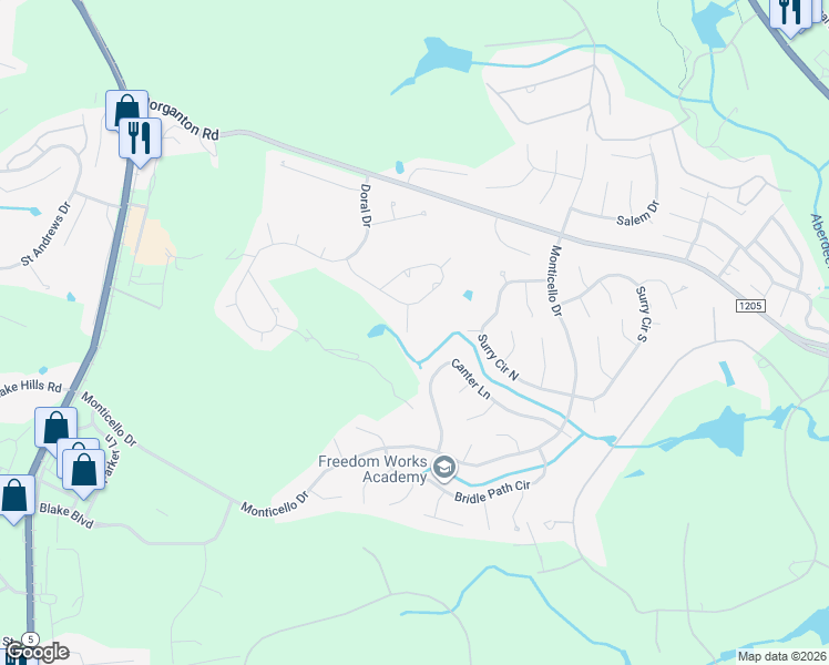map of restaurants, bars, coffee shops, grocery stores, and more near 6 Belair Court in Pinehurst