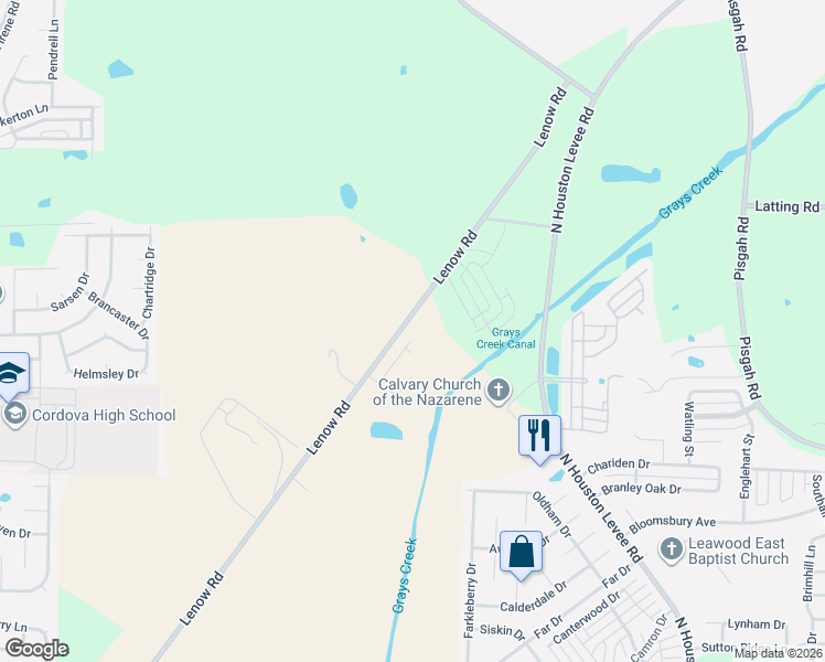 map of restaurants, bars, coffee shops, grocery stores, and more near 1863 Lenow Road in Shelby County