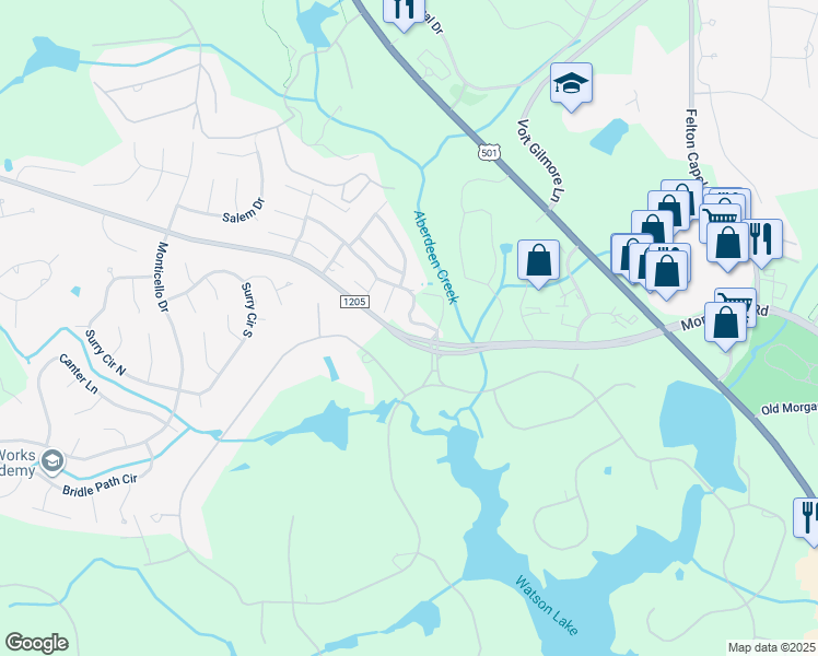 map of restaurants, bars, coffee shops, grocery stores, and more near 106 Wimbledon Drive in Pinehurst