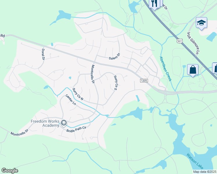 map of restaurants, bars, coffee shops, grocery stores, and more near 9 Stallion Place in Pinehurst