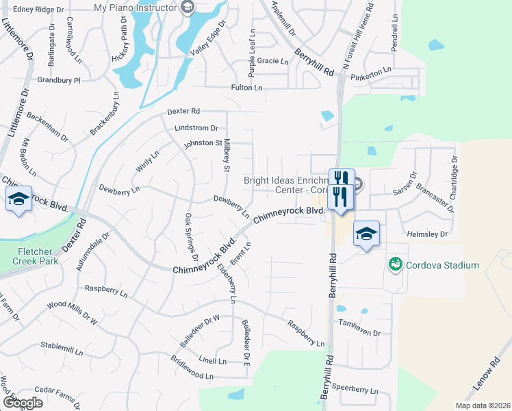 map of restaurants, bars, coffee shops, grocery stores, and more near 1926 Bohemia Drive in Memphis