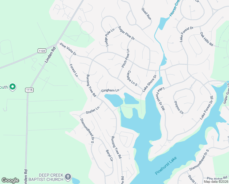 map of restaurants, bars, coffee shops, grocery stores, and more near 55 Gingham Lane in Pinehurst