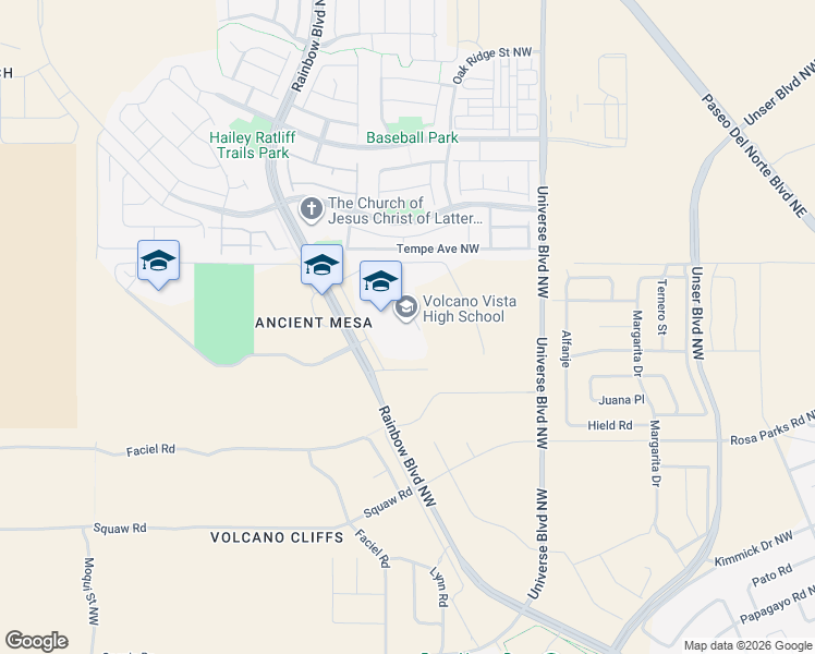 map of restaurants, bars, coffee shops, grocery stores, and more near 8100 Rainbow Boulevard Northwest in Albuquerque