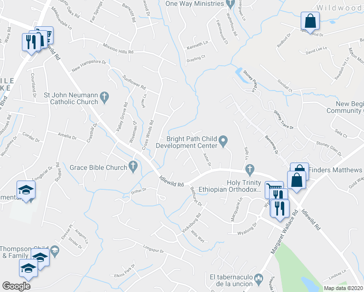 map of restaurants, bars, coffee shops, grocery stores, and more near 3829 Ashley Hall Drive in Charlotte