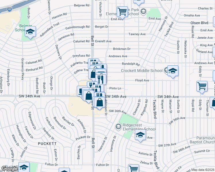 map of restaurants, bars, coffee shops, grocery stores, and more near 5515 Floyd Avenue in Amarillo