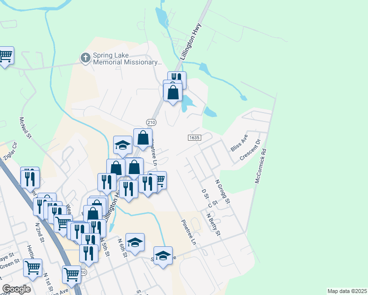 map of restaurants, bars, coffee shops, grocery stores, and more near in Spring Lake