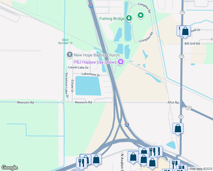 map of restaurants, bars, coffee shops, grocery stores, and more near 76 Maple Lake Cove in Marion