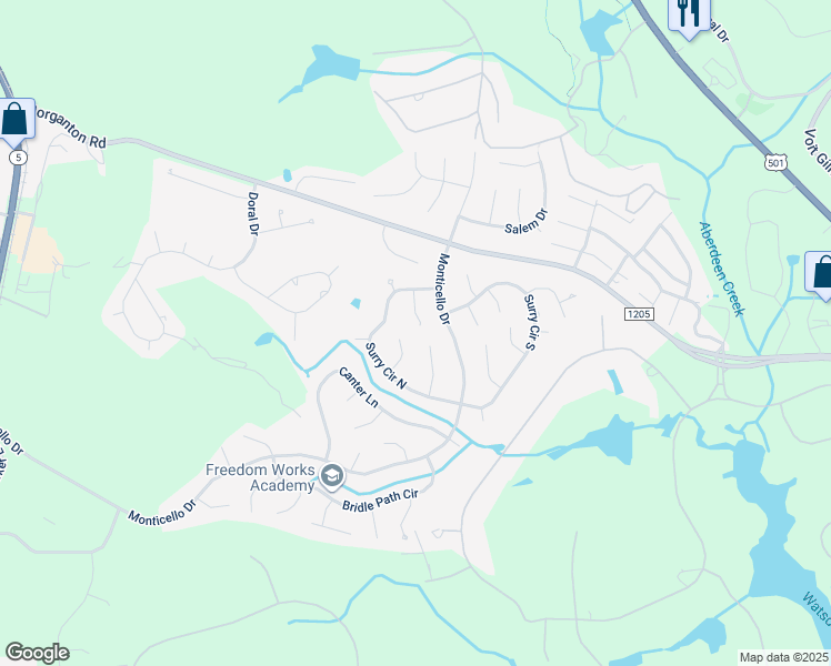 map of restaurants, bars, coffee shops, grocery stores, and more near 10 Surry Lane in Pinehurst