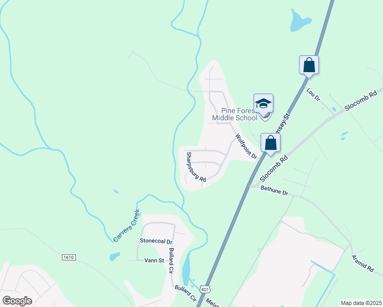 map of restaurants, bars, coffee shops, grocery stores, and more near 512 Sharpsburg Road in Fayetteville