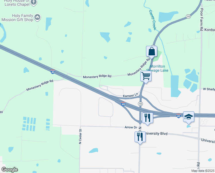 map of restaurants, bars, coffee shops, grocery stores, and more near 20 Kamper Lane in Morrilton