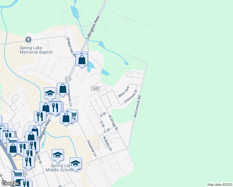 map of restaurants, bars, coffee shops, grocery stores, and more near 312 Cedarwood Street in Spring Lake