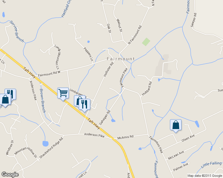 map of restaurants, bars, coffee shops, grocery stores, and more near 3613 Gentry Station Drive in Signal Mountain