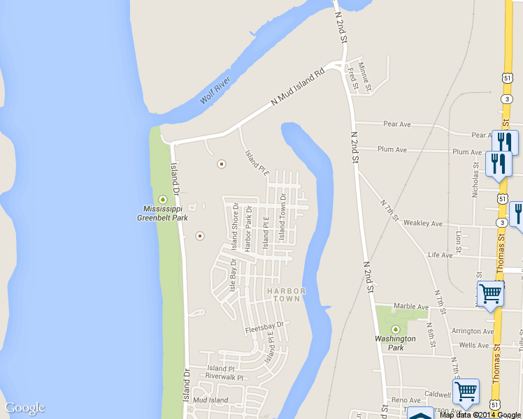 map of restaurants, bars, coffee shops, grocery stores, and more near 1392 Harbor Park Drive in Memphis