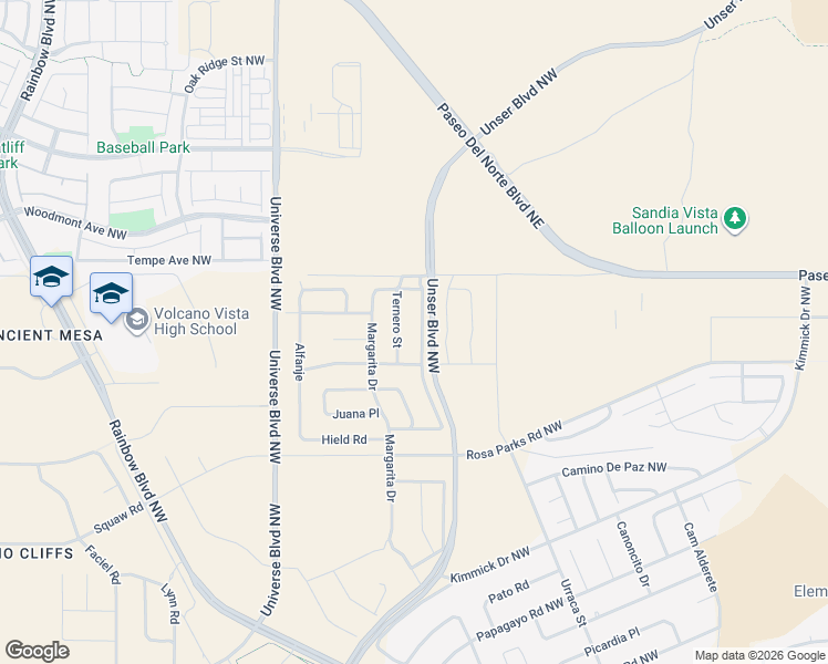 map of restaurants, bars, coffee shops, grocery stores, and more near 99999 Percha Drive Northwest in Albuquerque
