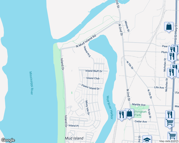 map of restaurants, bars, coffee shops, grocery stores, and more near 1392 Harbor Park Drive in Memphis
