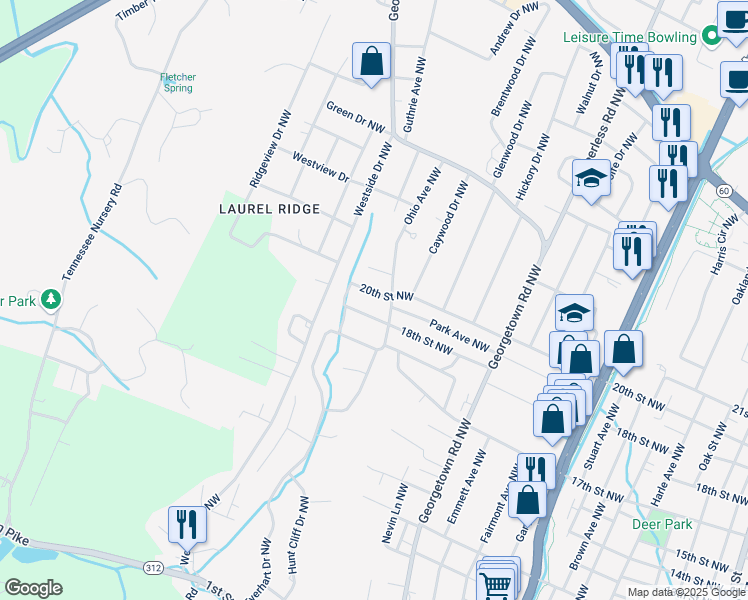 map of restaurants, bars, coffee shops, grocery stores, and more near 1501 20th Street Northwest in Cleveland