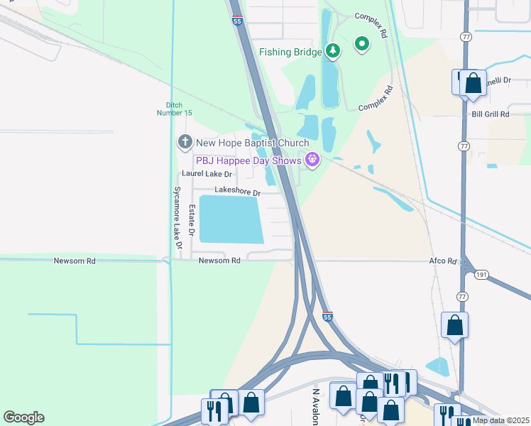 map of restaurants, bars, coffee shops, grocery stores, and more near 76 Maple Lake Cove in Marion