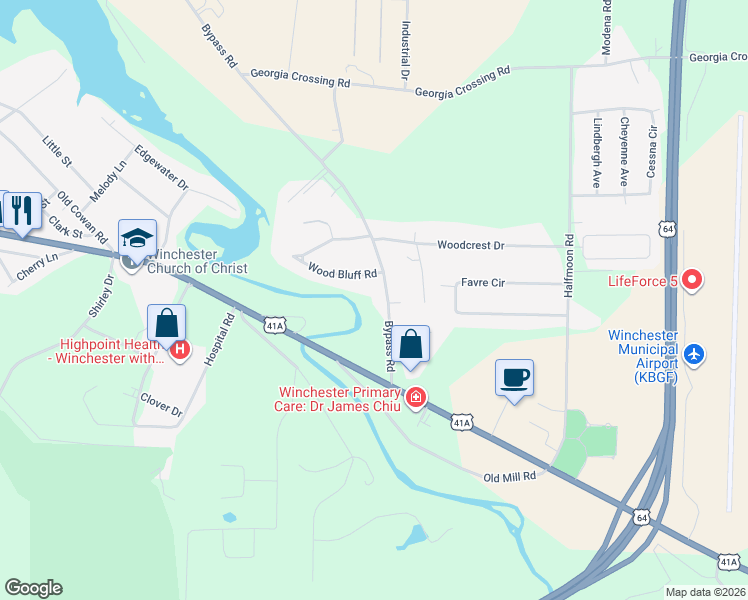 map of restaurants, bars, coffee shops, grocery stores, and more near 1680 Bypass Road in Winchester