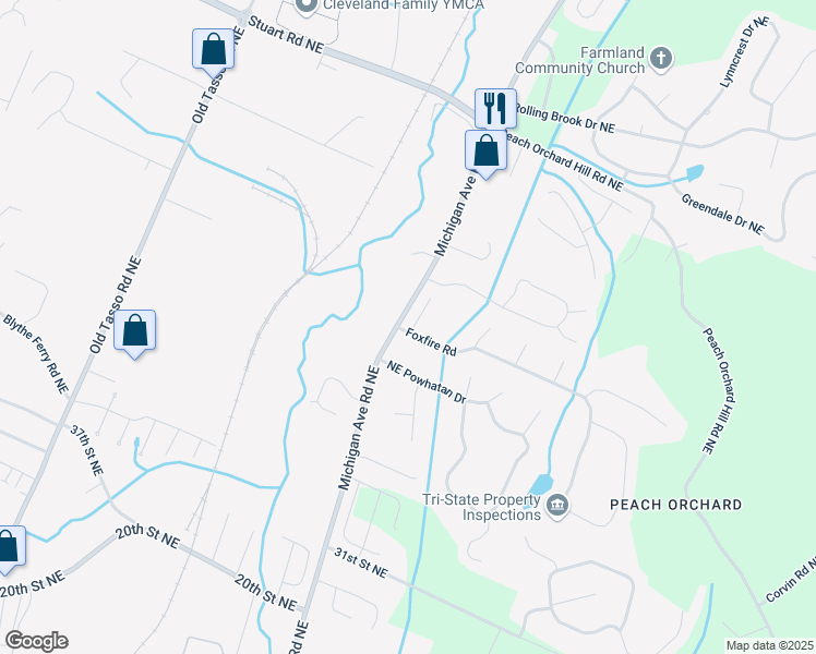 map of restaurants, bars, coffee shops, grocery stores, and more near 3403 Fleeman Place Drive Northeast in Cleveland