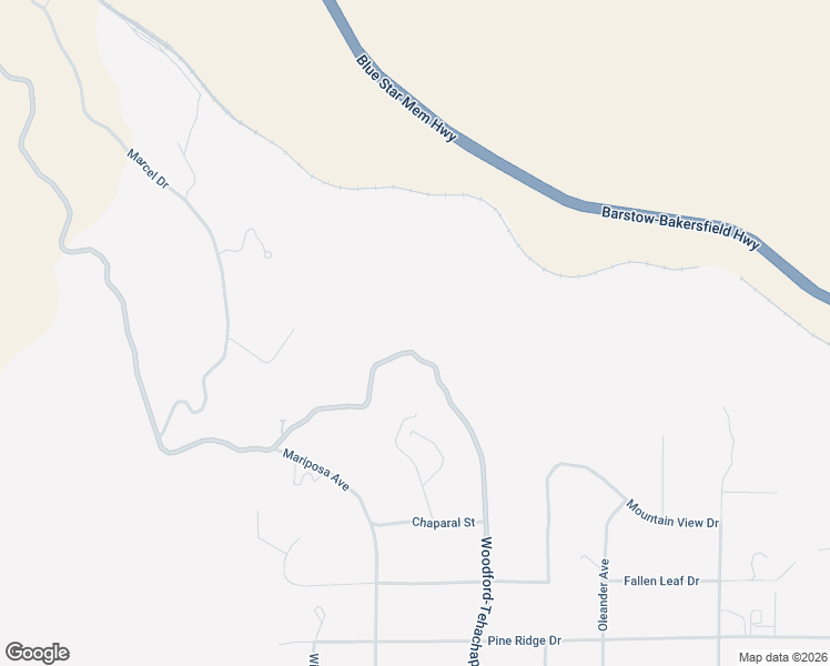 map of restaurants, bars, coffee shops, grocery stores, and more near 24700 Woodford-Tehachapi Road in Tehachapi