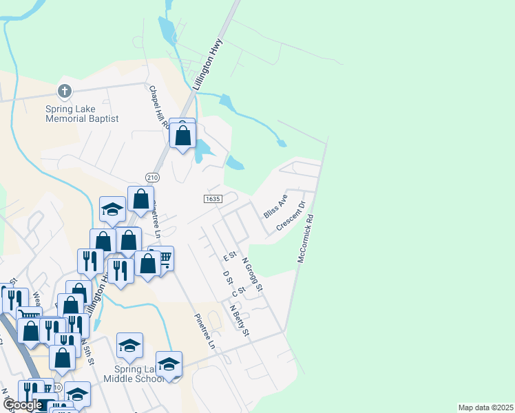 map of restaurants, bars, coffee shops, grocery stores, and more near 314 Cedarwood Street in Spring Lake