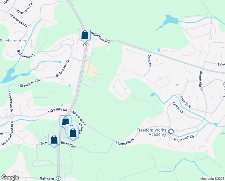 map of restaurants, bars, coffee shops, grocery stores, and more near 325 Doral Drive in Pinehurst