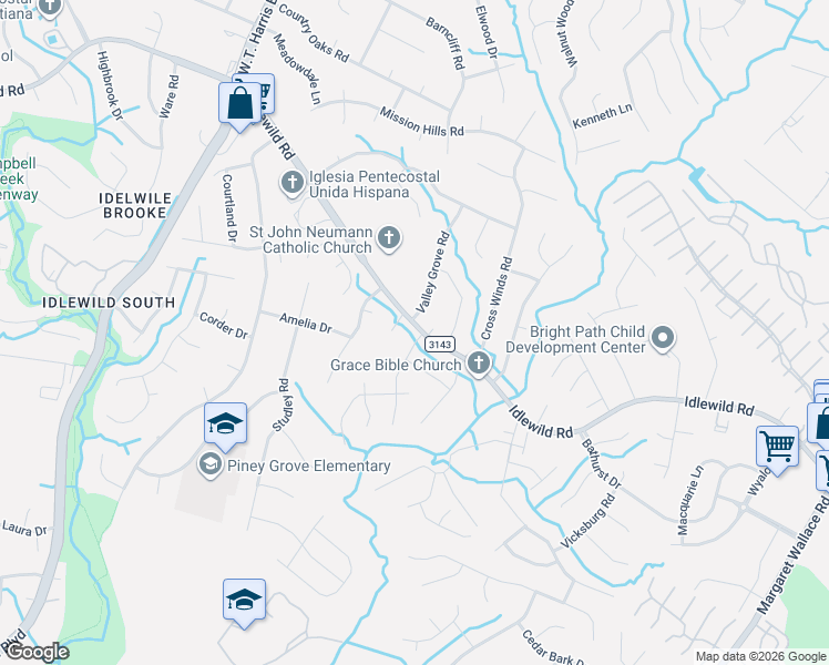 map of restaurants, bars, coffee shops, grocery stores, and more near 8618 Idlewild Road in Charlotte