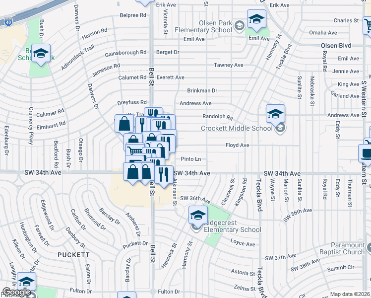 map of restaurants, bars, coffee shops, grocery stores, and more near 5515 Floyd Ave in Amarillo