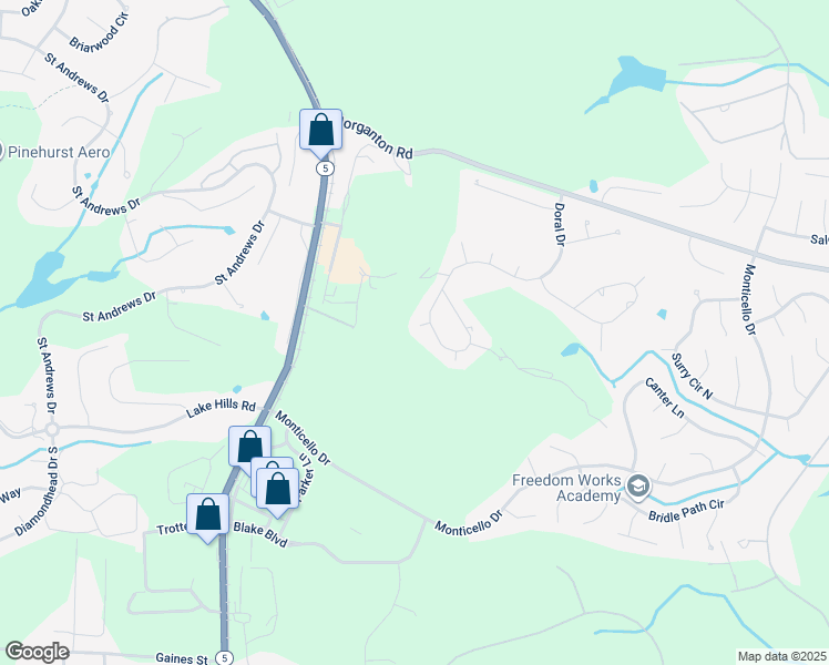map of restaurants, bars, coffee shops, grocery stores, and more near 4 Doral Court in Pinehurst
