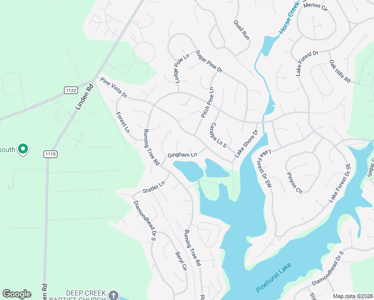 map of restaurants, bars, coffee shops, grocery stores, and more near 55 Gingham Lane in Pinehurst