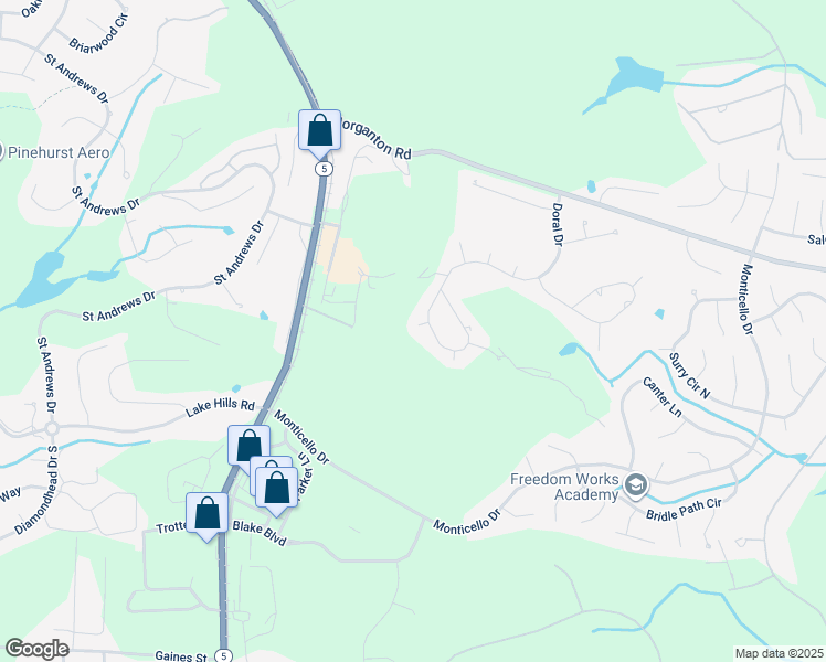 map of restaurants, bars, coffee shops, grocery stores, and more near 4 Doral Court in Pinehurst