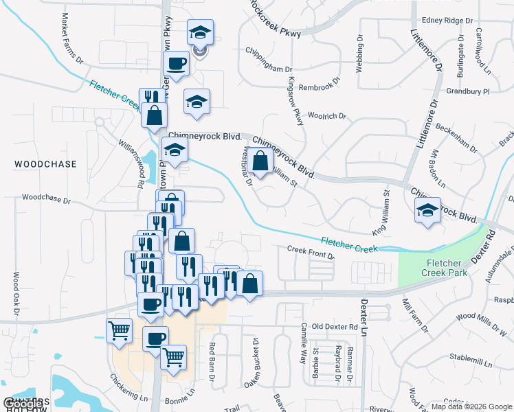 map of restaurants, bars, coffee shops, grocery stores, and more near 1951 Westbriar Drive in Memphis