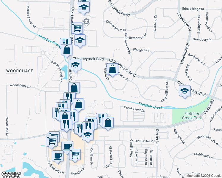 map of restaurants, bars, coffee shops, grocery stores, and more near 1951 Westbriar Drive in Memphis