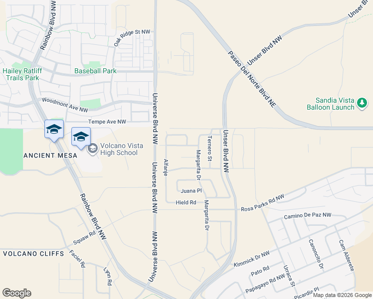 map of restaurants, bars, coffee shops, grocery stores, and more near 99999 Jemez Place in Albuquerque