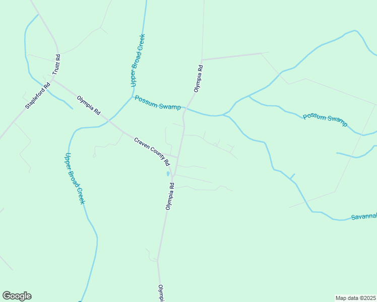 map of restaurants, bars, coffee shops, grocery stores, and more near 2812 Olympia Road in New Bern