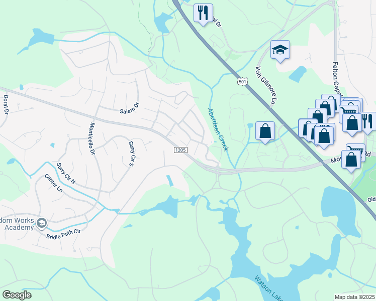 map of restaurants, bars, coffee shops, grocery stores, and more near 137 Love Thirty Lane in Pinehurst