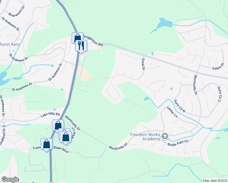 map of restaurants, bars, coffee shops, grocery stores, and more near 45 Rockland Lane in Pinehurst